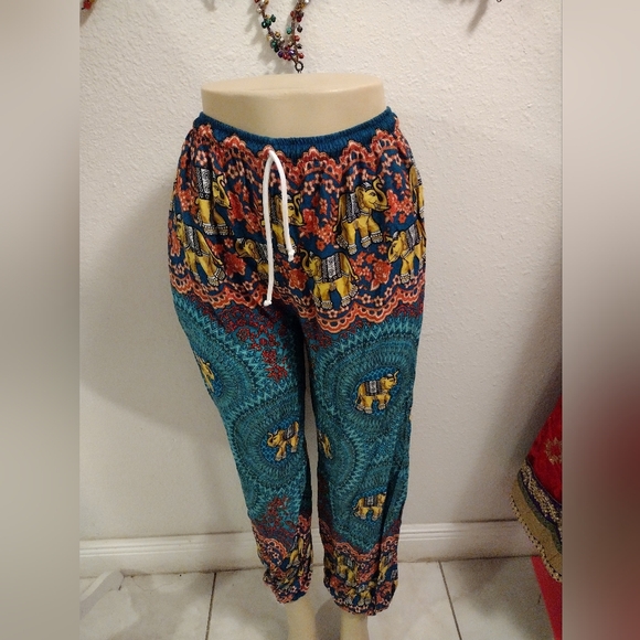 Pants - Bohemian Elephant Floral Mandala Print Pants